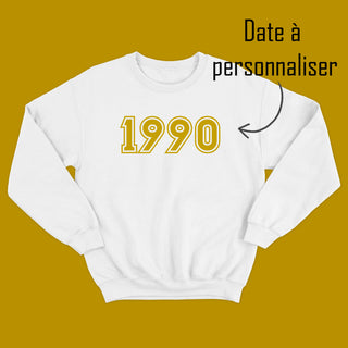 Crewneck ANNÉE DE NAISSANCE (à personnaliser) BLANC - Incognito par Tamélo