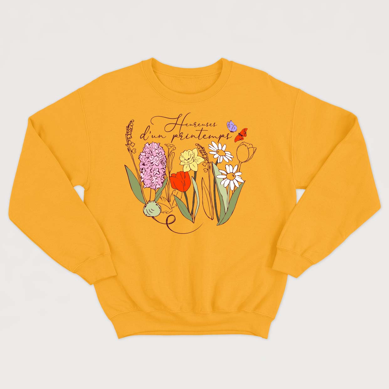 Crewneck HEUREUSES D'UN PRINTEMPS unisexe - tamelo boutique