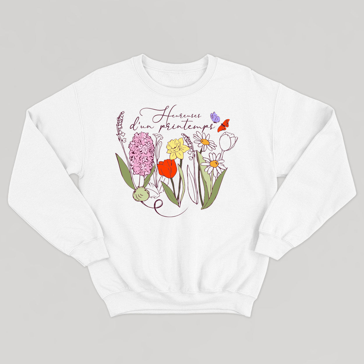 Crewneck HEUREUSES D'UN PRINTEMPS unisexe - tamelo boutique