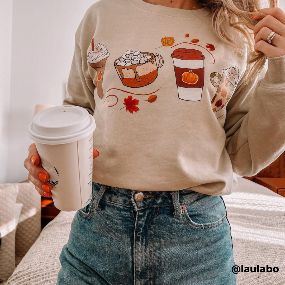 Crewneck CAFÉS D'AUTOMNE unisexe - tamelo boutique