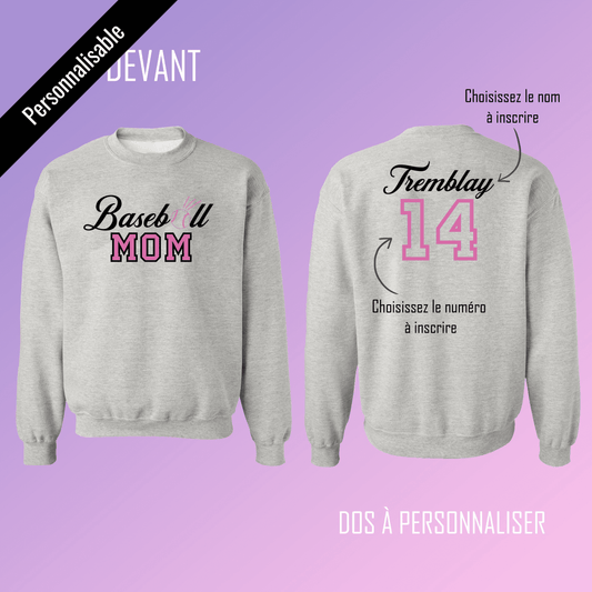 Crewneck BASEBALL MOM (to be customized) - Incognito by Tamélo